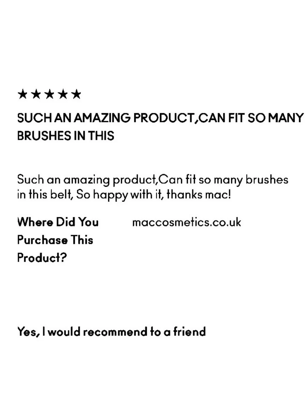 MAC Pro Cosmetics Brush Belt